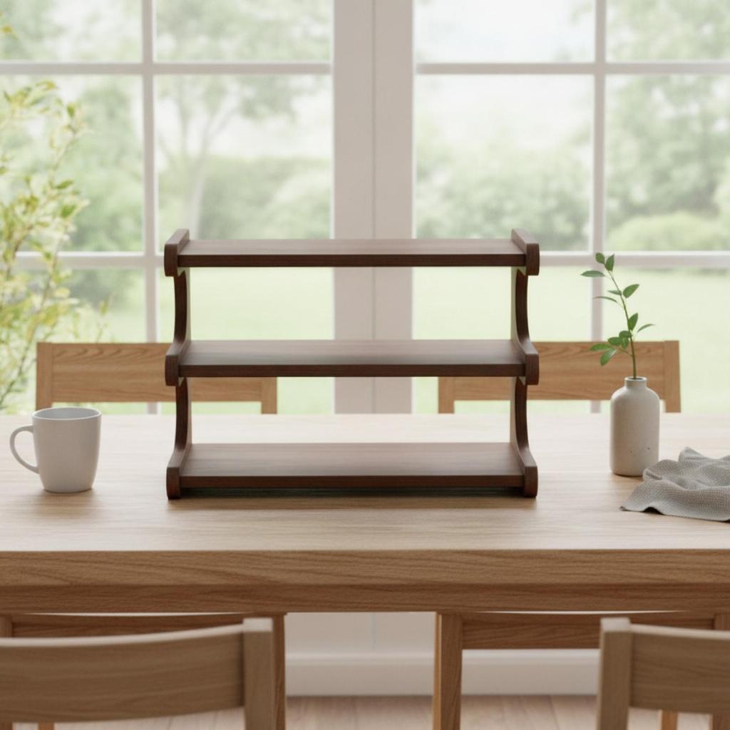 3multi-Level Rack with Curved Supports Sturdy Shelf Stable for Dorm