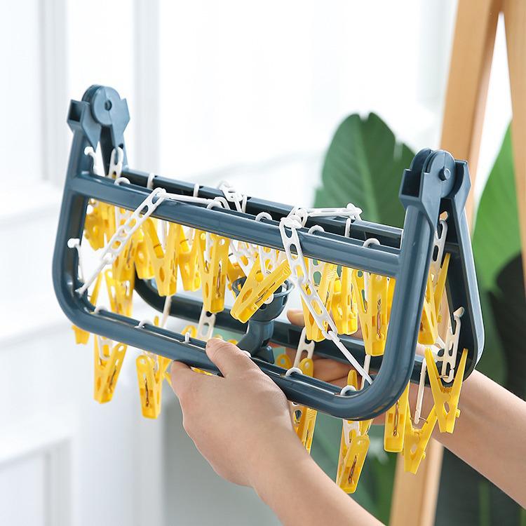 32-Clip Multifunctional Drying Rack Hanger for Socks and More