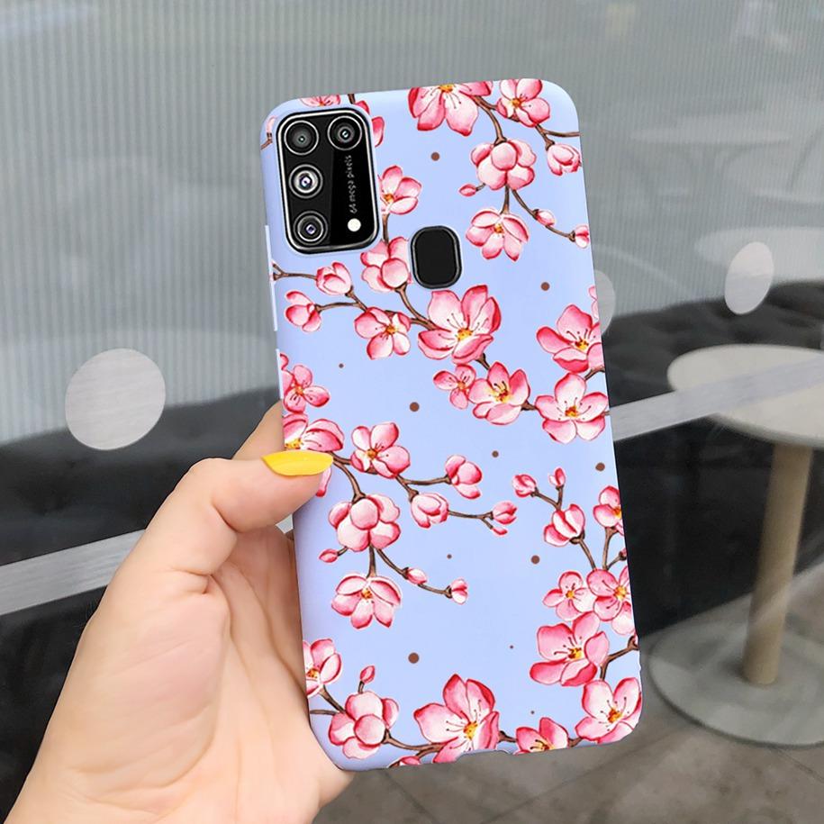 Silikonový kryt Pro Samsung M31 M 31 Obal Čerstvá květina Pírko Nárazuvzdorný kryt telefonu Pro Samsung Galaxy M31s M31 s M315 M317 Etui