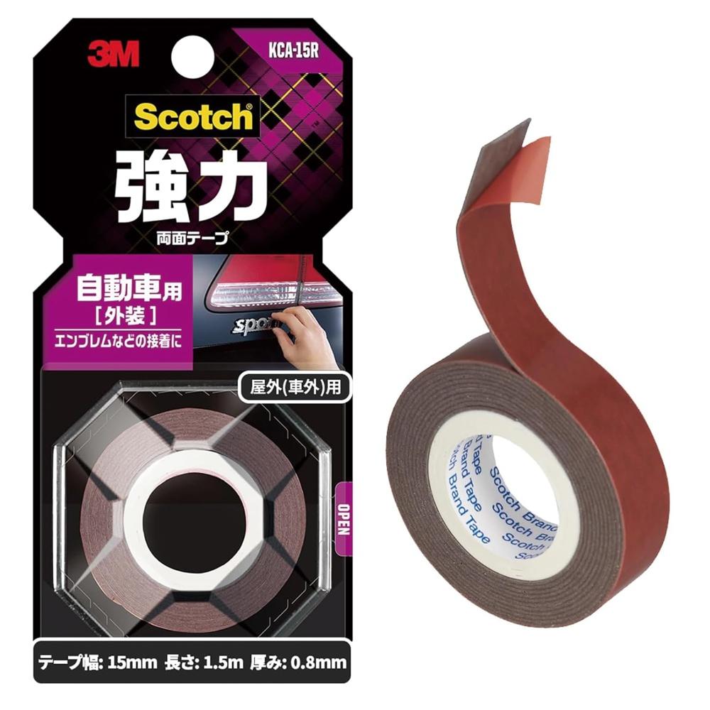 3M (3M) Double-Sided Tape Strong Automotive Exterior Use Width 15mm Length 1.5m Scotch KCA-15R Small Roll Emblem Professional Specification