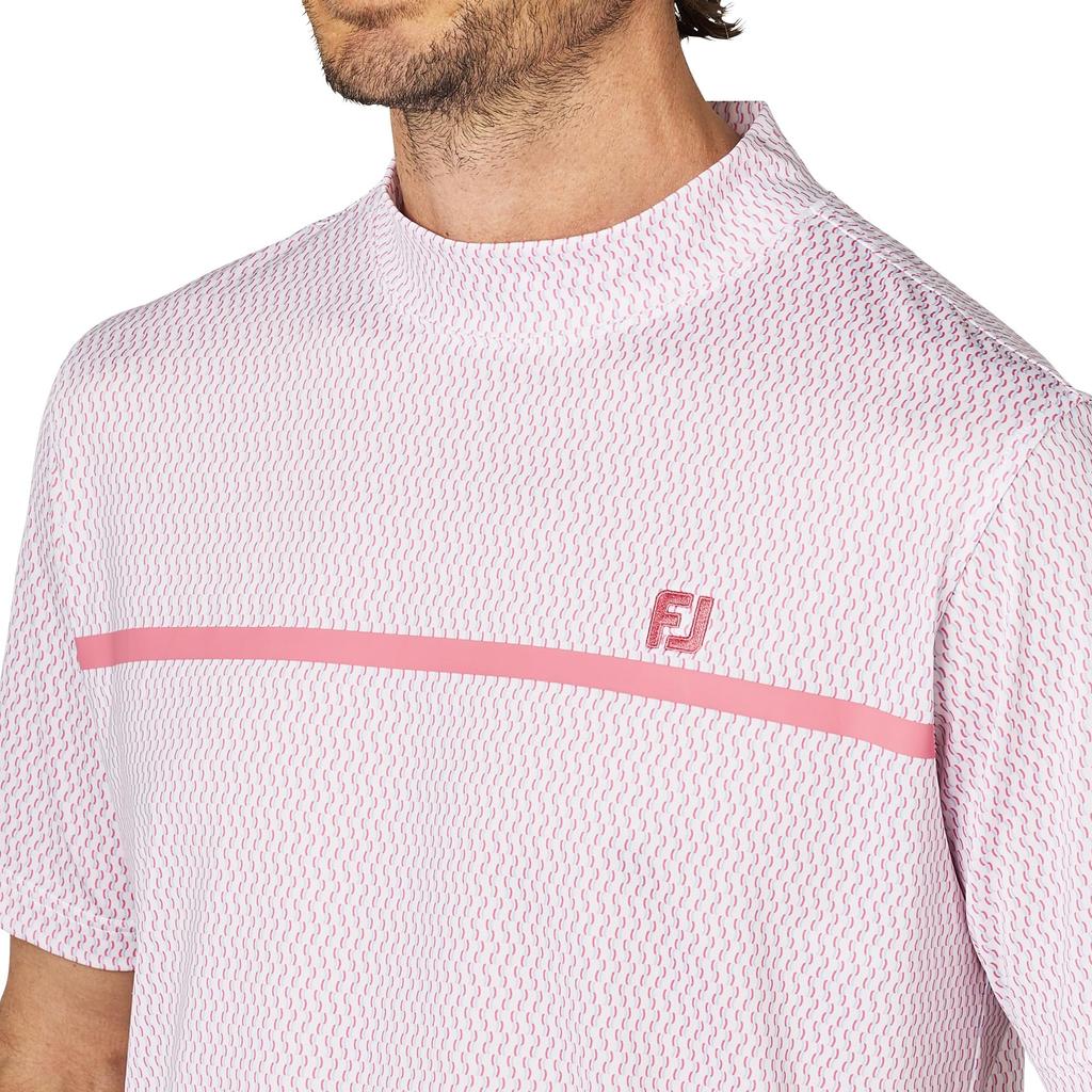 FootJoy Men's White Short Sleeve Mock Neck Golf Shirt, Size L, FJ-S25-S10, 34517-L