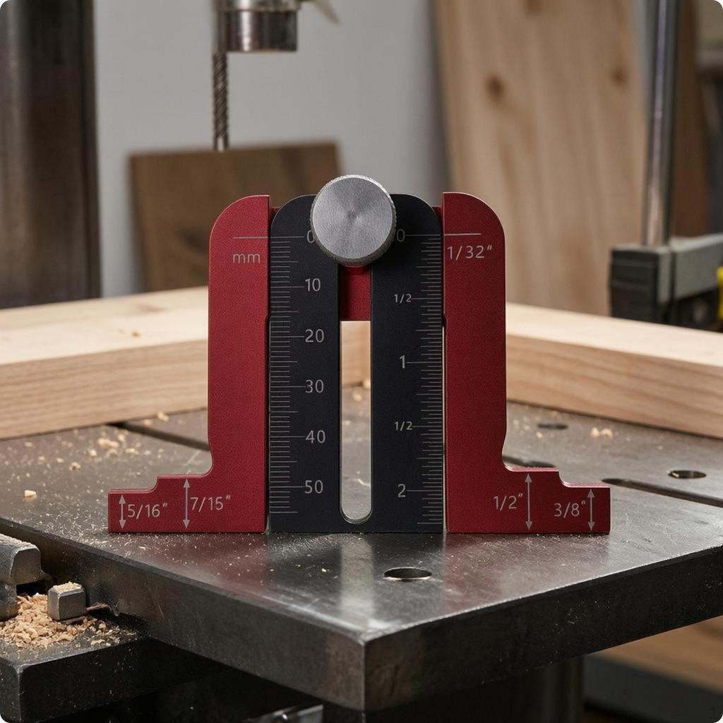 Carpentry Height Gauge Millimeter and Inch Markings Aluminum Alloy Flat Base Instrument