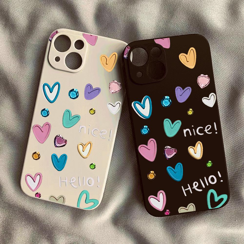Graffiti Love Silicone Phone Case for IPhone 14 15 16 Plus for IPhone 13 14 15 12 11 16 Pro Max 12 Mini XS Max TPU Protect Cover