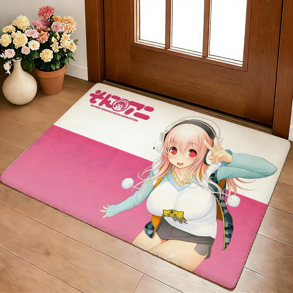 S-Super Sonico Classic Floor Mat Cozy Flannel Soft Thick Non-Slip Mat for Living Room Bedroom Kitchen Decor Rugs