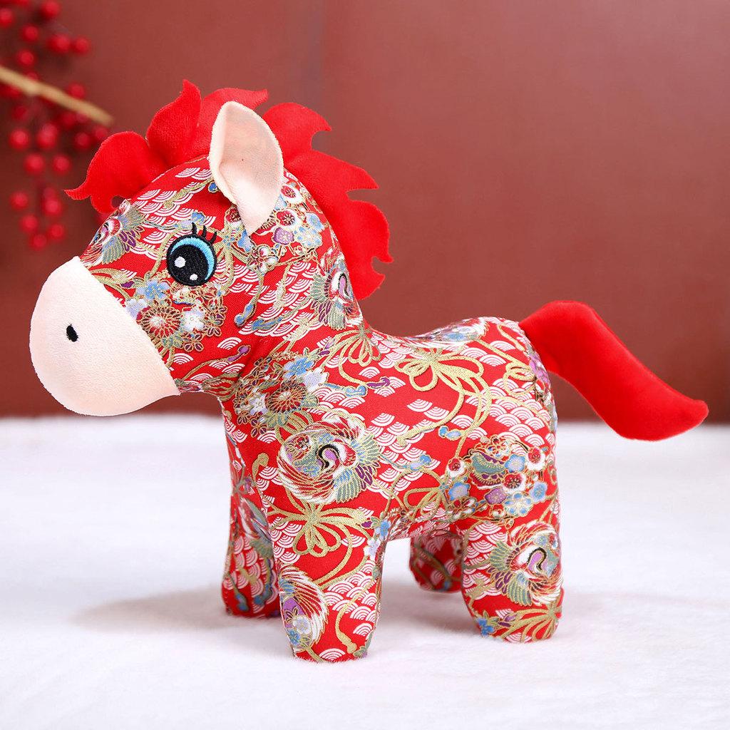 

Year Of The Horse Plush Toy With Pp Cotton Fill For Lunar New Year Gift And Collecting CloudRed,15cm38g