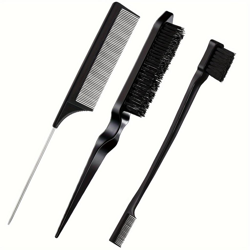 3pcs/set Hair Brush Set Edge Brush And Comb For Edge Control Wig And Baby Hair Brush Double Sided Hairline Brush Smooth Comb