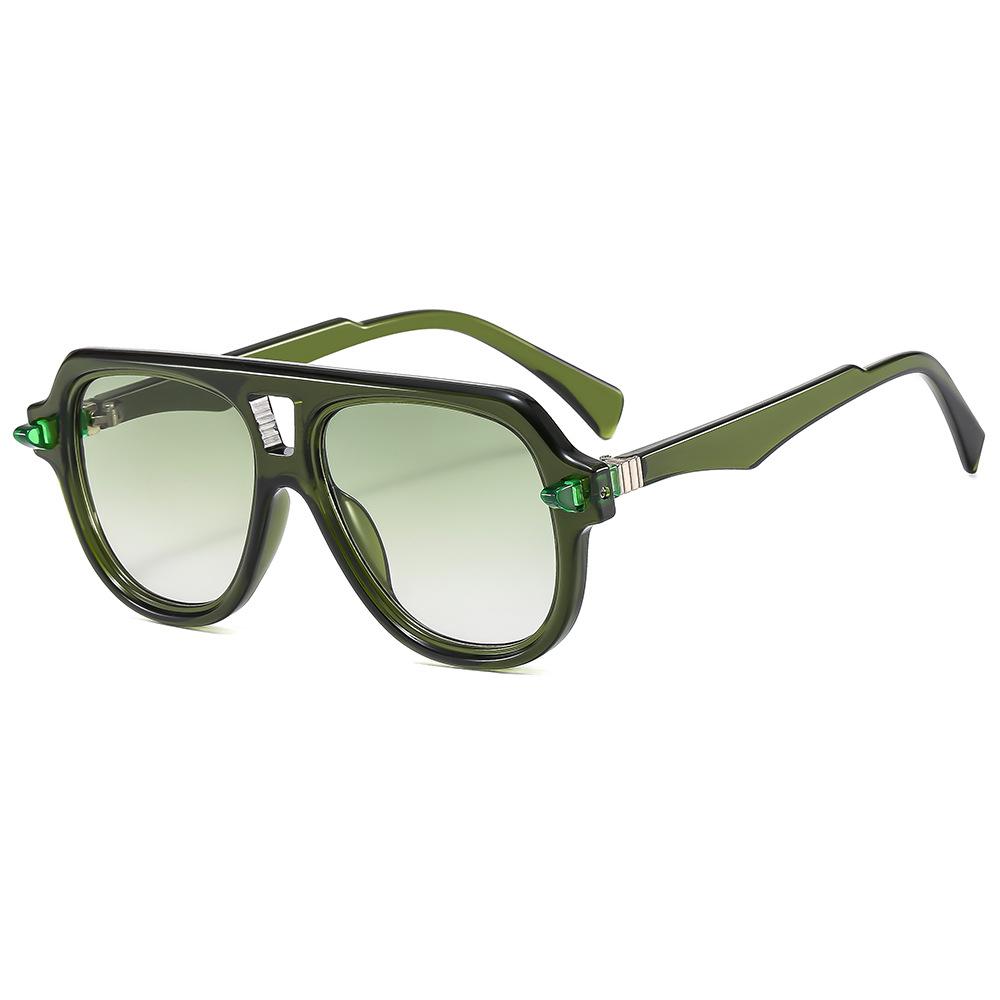 

Модні квадратні зелені сонцезахисні окуляри для жінок із подвійним мостом