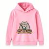 Kids Boys Girls Hooded Pullover Sweatshirt Cute Cartoon Cat Sushi Pattern Casual Soft Pullover Top for Daily Wear Gift for Sushi Lovers