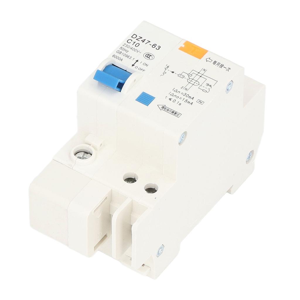 Circuit Breaker Mini MCB 1P+N 10A 230V 400V 30mA 6000A Breaking Capacity for Home