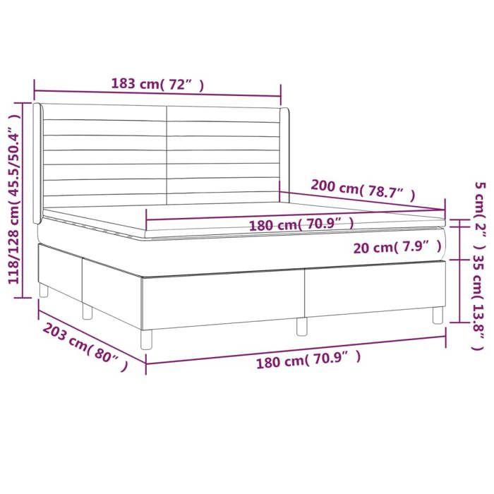 VidaXL Sommier à Lattes de Lit avec Matelas et LED, Lit Rembourré, Lit Double, Lit Adulte de Chambre à Coucher Intérieur, 3138974