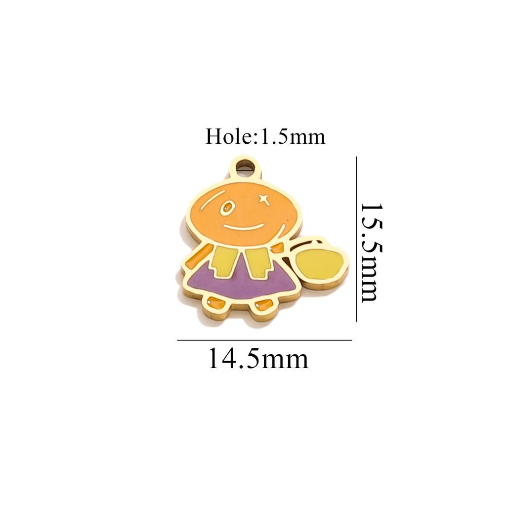Yori 5Pcs Halloween Pumpkin Lantern Little Ghost Funny Cartoon Cute Pendant DIY Stainless Steel Accessories Jewelry Pendant