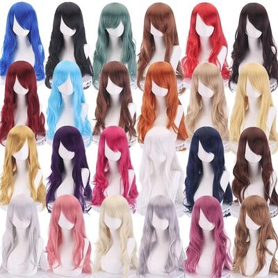 Cosply Wig 70 Cm Red Long Curly Synthetic Wig Anime Halloween Wig Body Lucky Girl Ruby Gillman  Christmas  Party