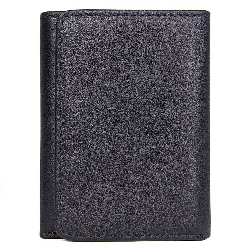 Jiamida Men's RFID-Blocking Genuine Leather Vertical Wallet with Multi-Card Slots and Money Clip