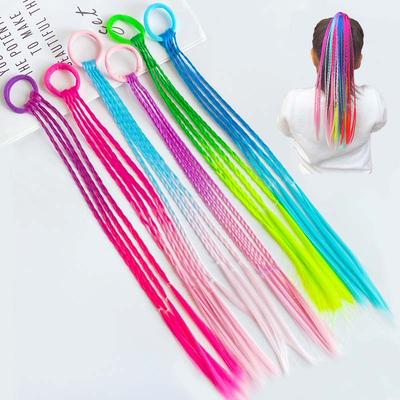 1 Stück Hübsche Mädchen Helle Mehrfarbige Perücken Pferdeschwanz Stirnbänder Gummibänder Haarbänder Kopfbedeckung Kinder Haaraccessoires Haarschmuck