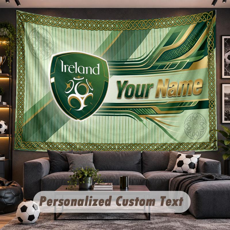 Wall Hanging Tapestry Custom NameIreland Rugby Pattern Personalized Printed Fabric Wall Decor
