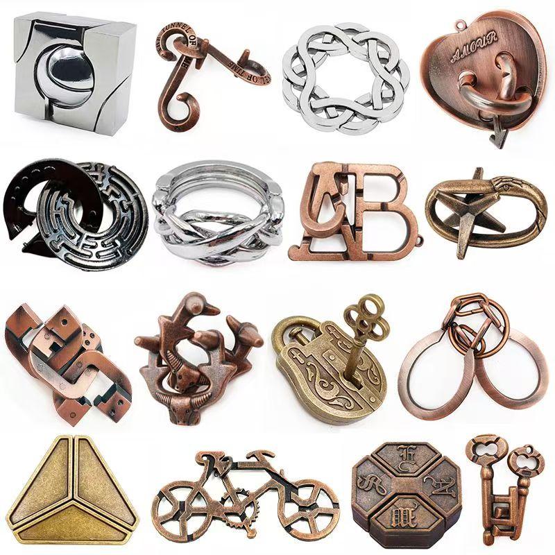 Metal Magic Baffling Puzzles Brain Teasers For Adults Kids Iq Logic Test 3Pcs Set Disentanglement Unlock Interlocking Toys