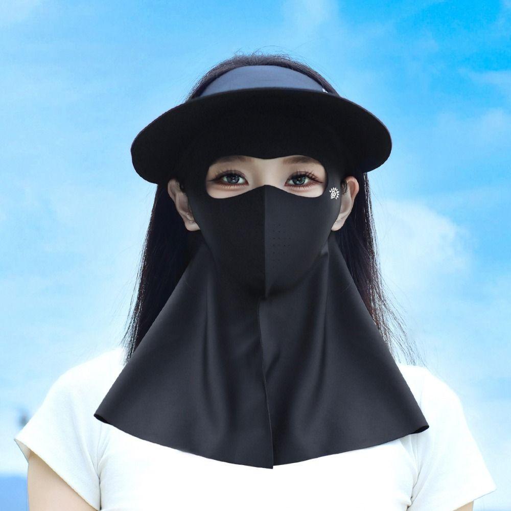 Ice Silk Sun Protection Mask Full Face Sunshade Face Mask New Anti-UV Neck Scarf  Summer