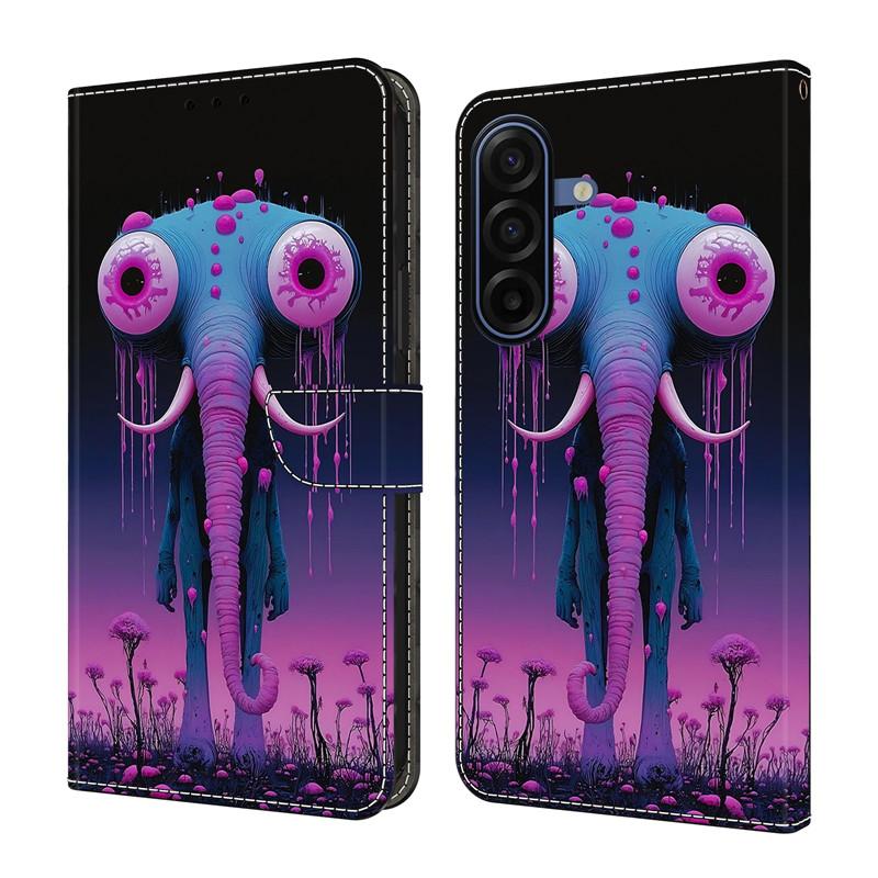 Skórzane Etui Pokrowiec na Telefon dla Samsung Galaxy A57 A37 A27 A17 A07 4G 5G A576 Klapka Portfel Magnetyczny Malowany Kwiat Jeleń Fundas