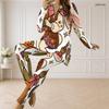 Women Plus Size White Halloween Ghost Printed Two Piece Set Half Zip Long Sleeve Top And Fitted Pants