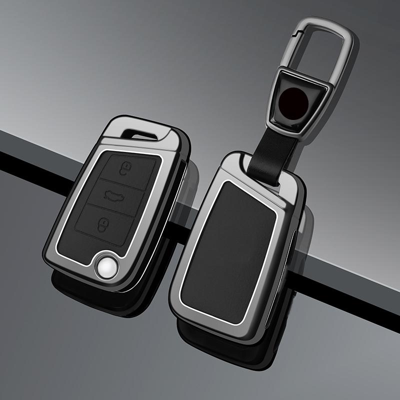 Zinc Alloy Leather Car Key Case Key Case For Volkswagen Volkswagen Polo Golf 7 Mk7 T-Cross T-Roc Tiguan Passat Touran Key Fob