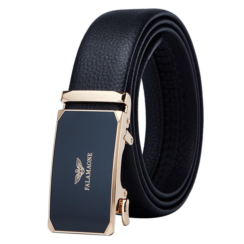 Мужской ремень FALAMAONE из натуральной кожи с автоматической пряжкой 120cm (Trimmable)