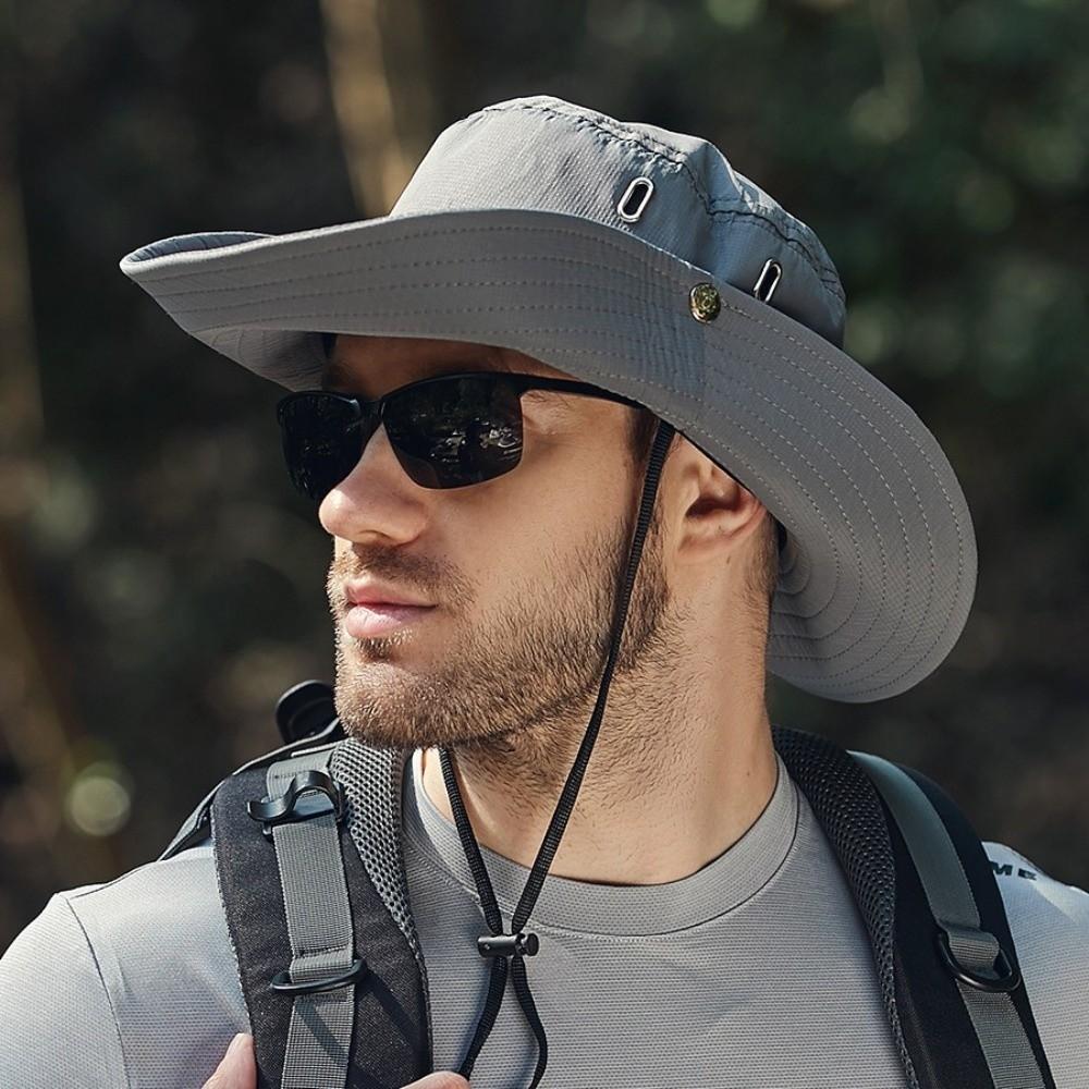 New Adjustable Men'S Summer Sun Protection Hat Uv Protection Wide-Brimmed Hiking Cap Breathable Sun Hat