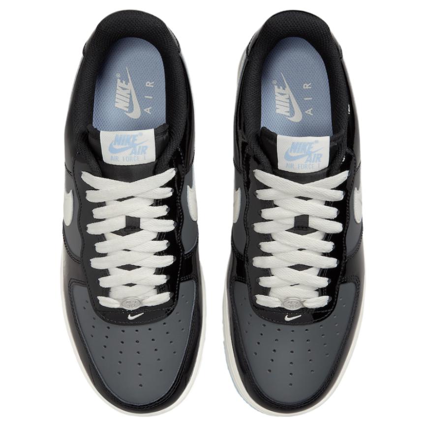 Nike Air Force 1 Low Black Iron Grey Patent Unisex Sneakers Armory-Blue Sail IB7676-001
