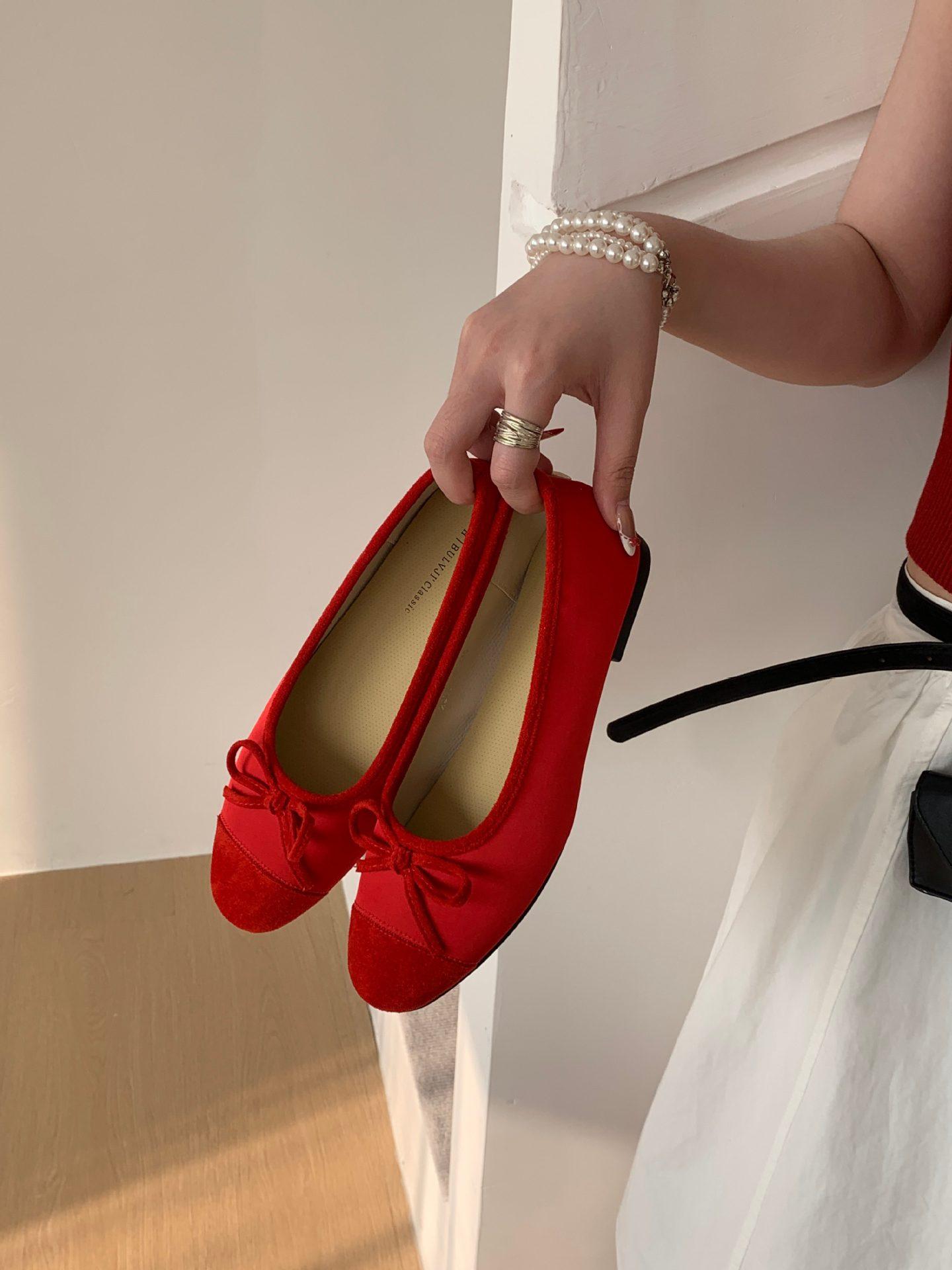 Women s Flat Bowknot French Style Elegant Pumps - Fashionable Footwear 35