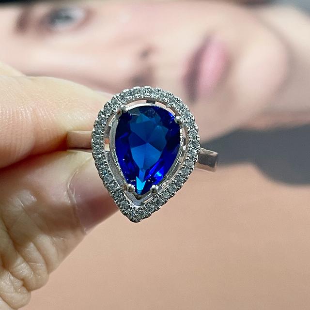 

Женское кольцо Cellacity Classic из стерлингового серебра 925 пробы с синими сапфирами и драгоценными камнями, открытое, регулируемый размер, серебряное ювелирное изделие, подарок Resizable чёрный