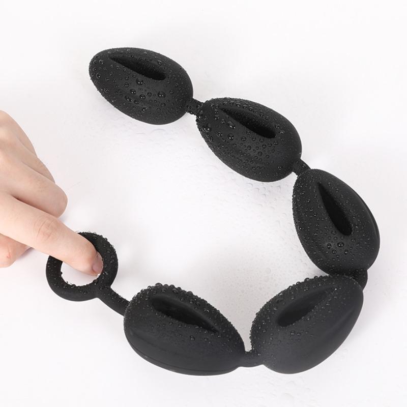 Extra Long Anal Pull Bead Plug Cutout Anal Masturbator Silicone Sex Toy for Men Prostate Massage