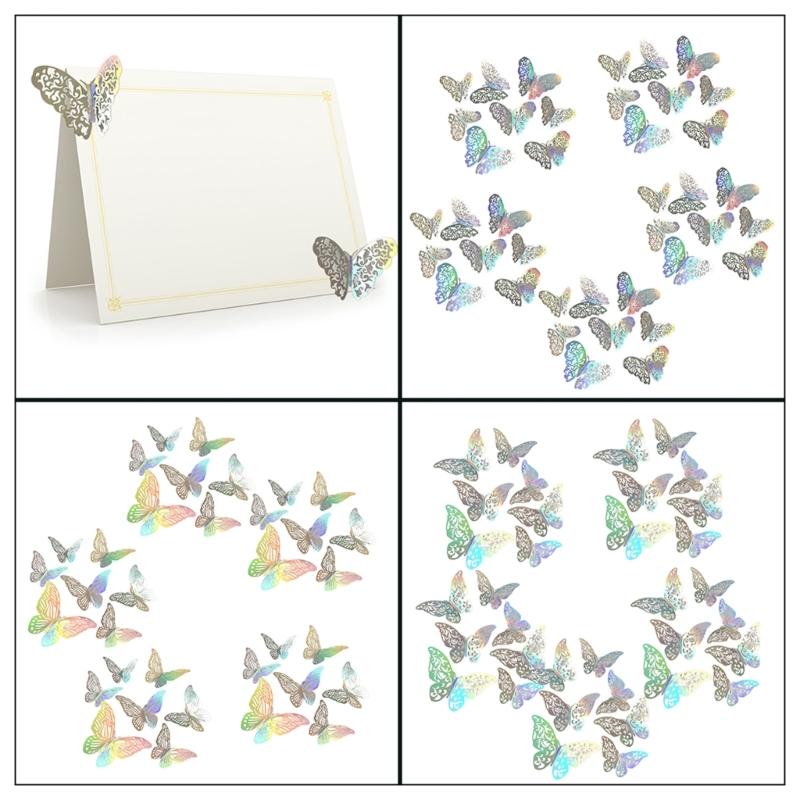 Pack of 72 3D Hollowout Design Colorful Butterfly Sticker for Living Room Bedroom Office Weddings Party Decorations