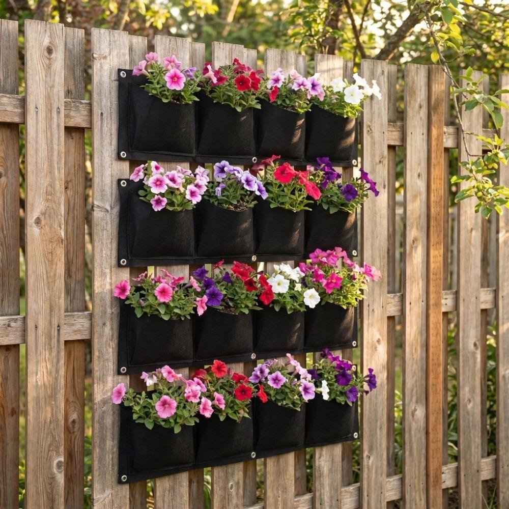 4PCS Felt Wall Plant Bag Reusable Plant Grow Bag Durable Hanging Grow Bag  Outdoor Gardening