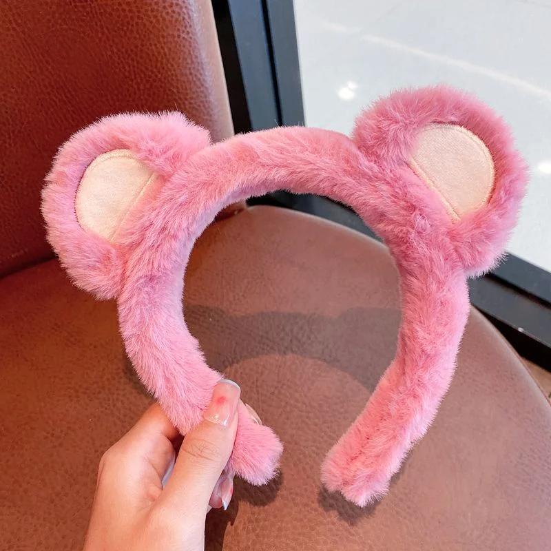 New Fashion Plush Headband Women Cute Pink Bear Korean Version Face Wash CaomeiBear Hairband Girl Hair Accessories