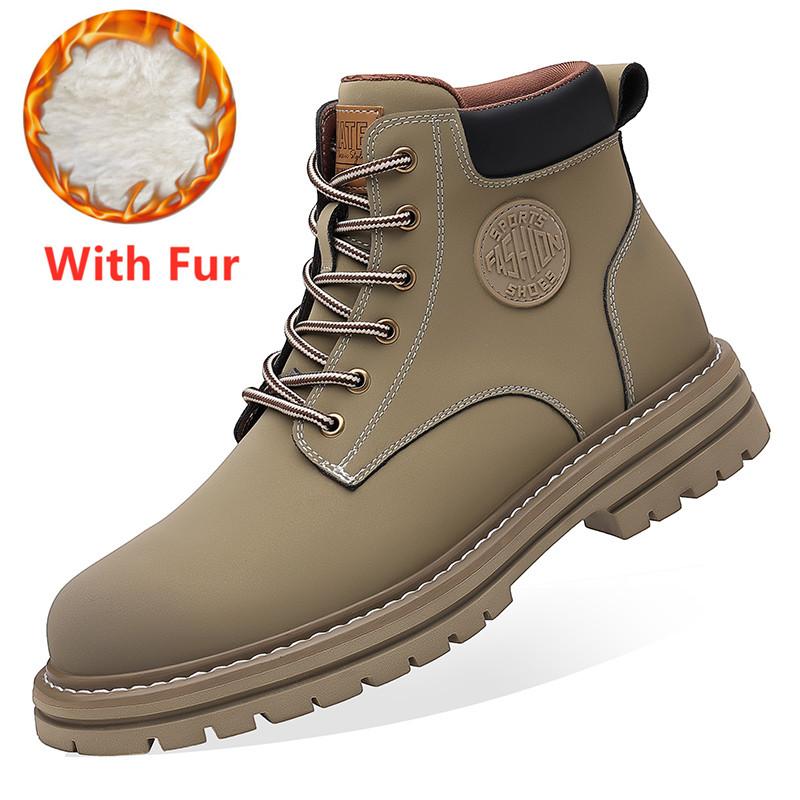 Male Winter Plush Snow Boots Low Top Mens Sneakers Stylish for Men Motocross Boots Lace-Up All-match Men Boots Men's Shoe