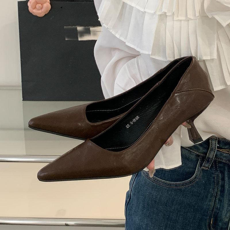 Fashion Fashion Pointed Toe Women 5CM Heels Pumps Shoes Casual Female Slip On Footwear Medium Heels Shoes For Ladies