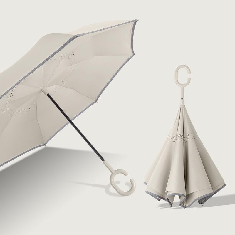 New 8-bone creative hands-free double-layer straight rod reverse umbrella car long handle reverse umbrella umbrella