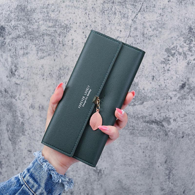 Women's Long Tri-fold Wallet and Coin Purse with Multi-card Slots and Large Capacity