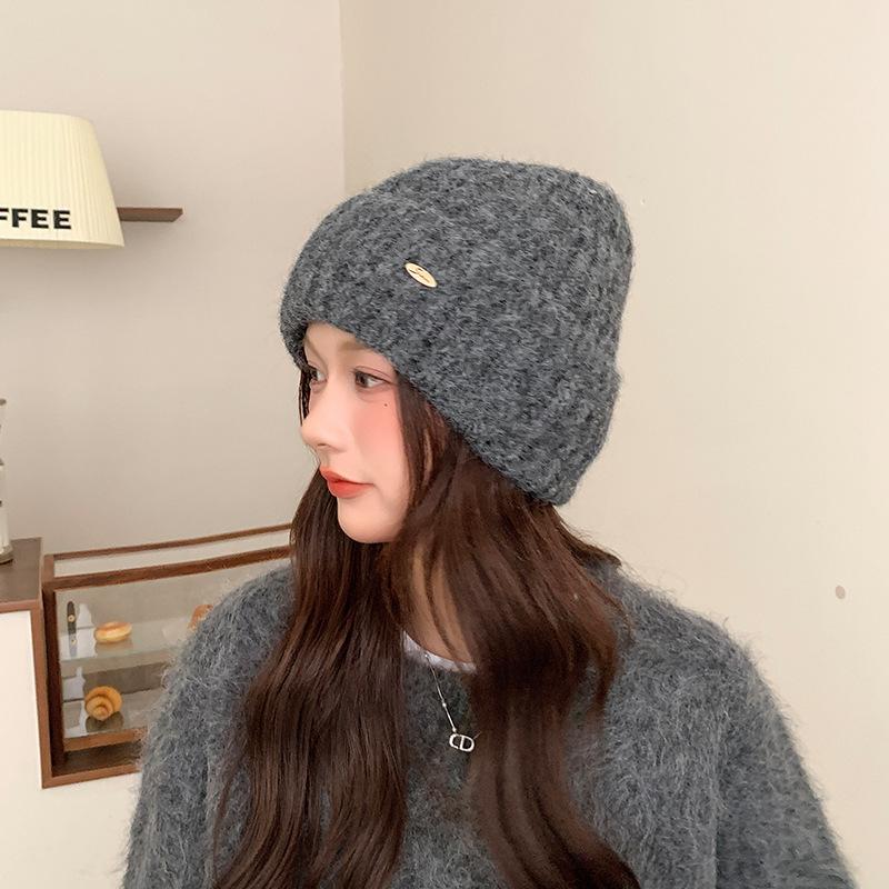 Autumn and Winter Warm Knitted Hat for Women High End Outdoor Cold Proof Ear Protection Hood Thickened Large Head Circumference Woolen Hat