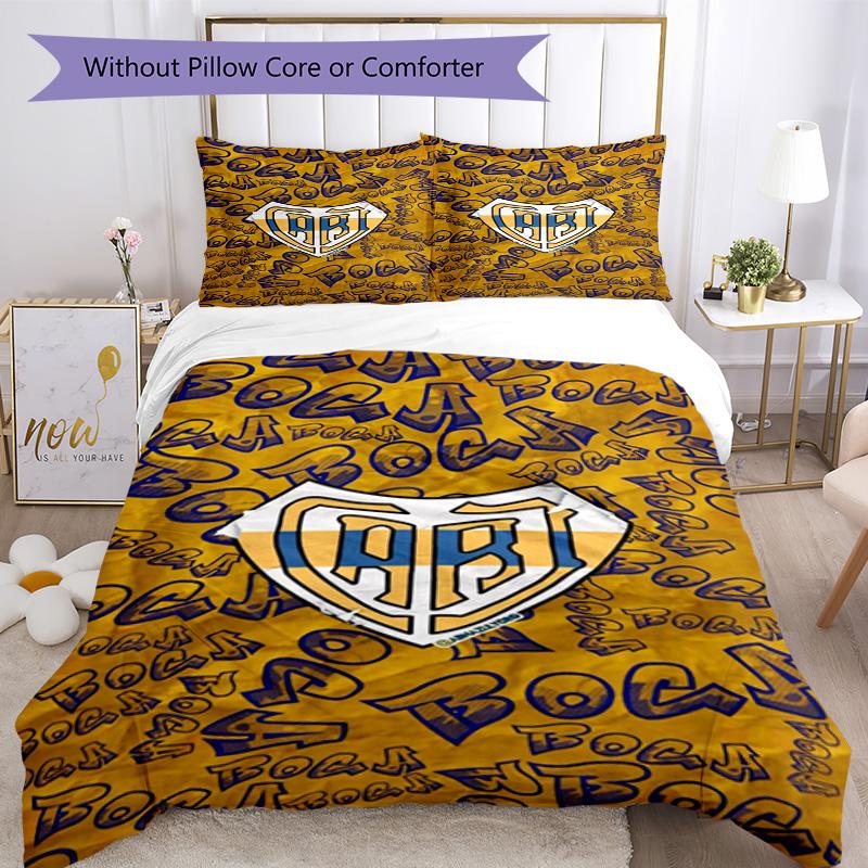 Boca Juniors Football Club Design Pattern Duvet Cover Set – includes 1 duvet cover and 2 matching pillowcases Bedroom decor Christmas gifts