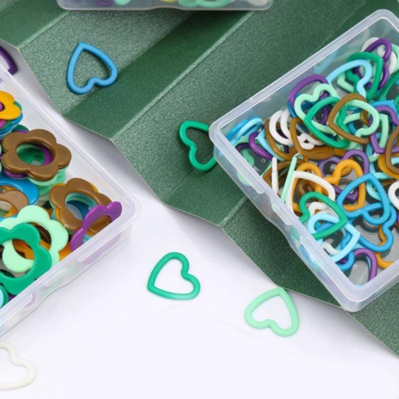 60/80/160/240Pcs Stitching Markers Heart Flower Shaped Stitching Stoppers Crochet Locking Markers Knitting Mark Rings