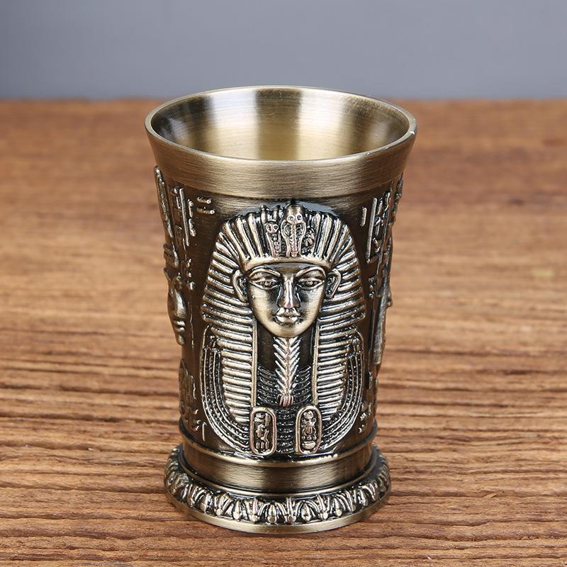 Ägyptischer Pharao Schnapsglas - Antiker Afrikanischer Stil Weinbecher - Zinklegierung Metall Trinkglas - Perfektes Geburtstagsgeschenk