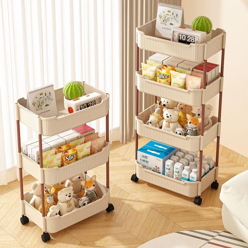 Multi-Tier Trolley Storage Rack for Kitchen Bedroom Bathroom Mobile Snack Organizer with Versatile Shelving