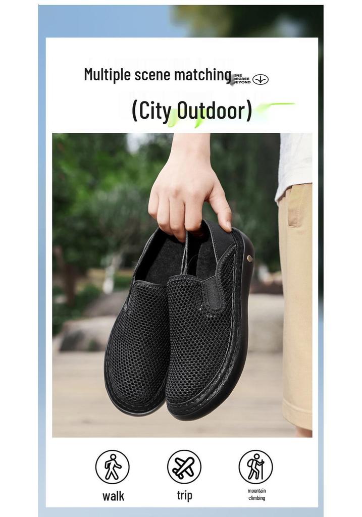 2026 Men's Summer Breathable Mesh Walking Shoes - Large Size, Soft Sole, Perfect for Travel and Sports