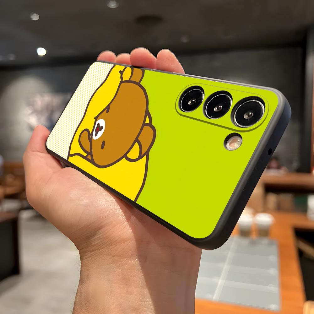 Cute R-RilakkumaS Phone Case For Samsung A56 A36 A26 A16 A15 A25 A35 A55 A14 A34 A24 A54 Black Soft Shell
