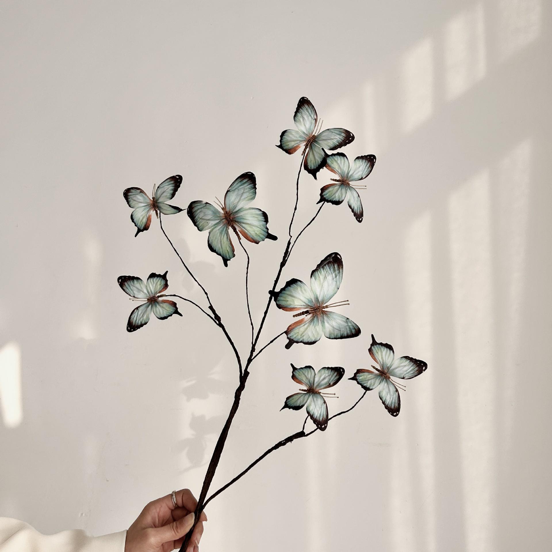 

3D Printed Butterfly & Withered Branch Floral Art Ornament | Monet Garden-Inspired Artificial Flower Arrangement Decor