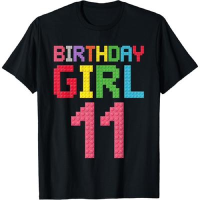 11th Birthday Girl Master Builder 11 Years Block Building T-Shirt