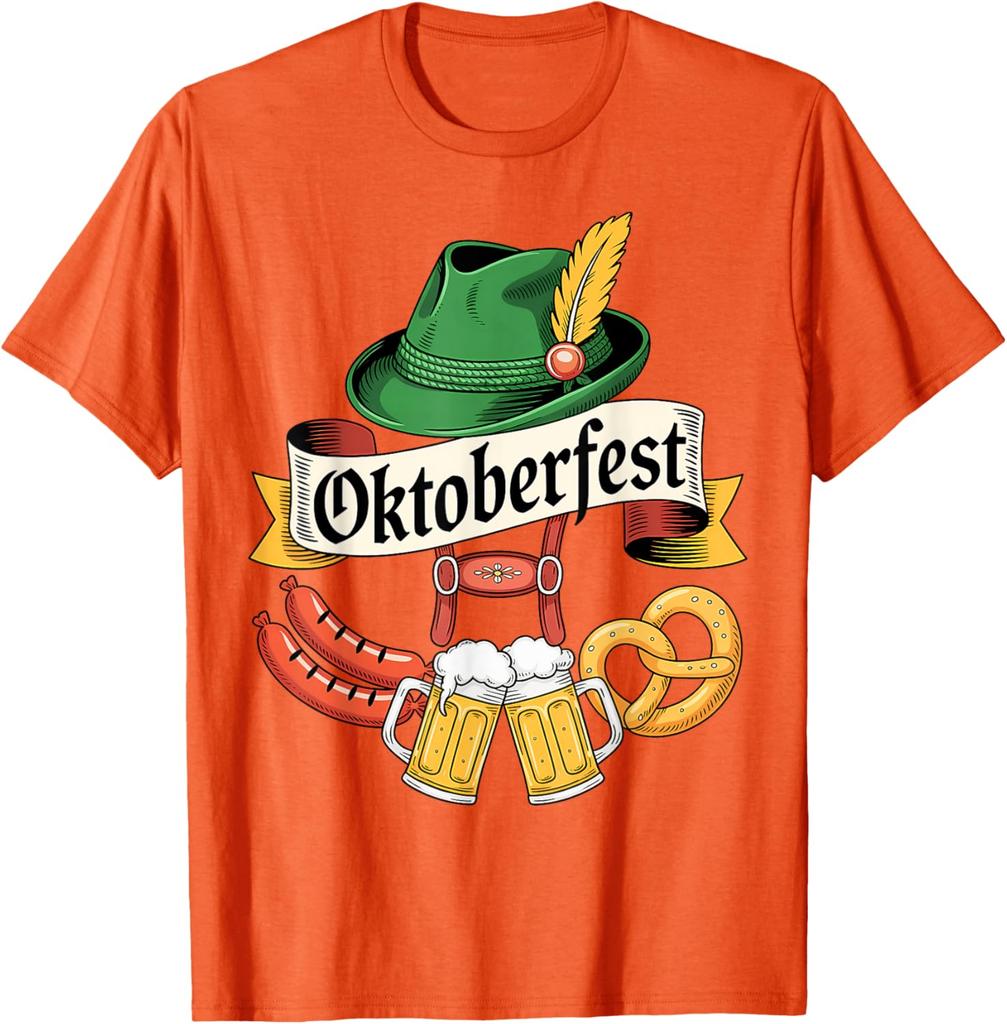 Oktoberfest Beer Pretzel Sausage Bavarian Hat Unisex Women T-Shirt Fashion Casual Cotton Graphic T Shirts Streetwear Tops Tee