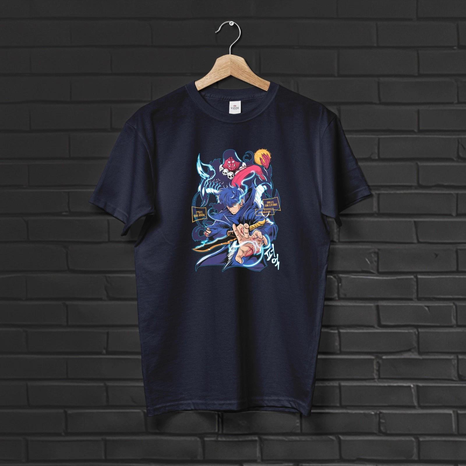Sung Jinwoo Shadow Monarch Igris Graphic Anime T-Shirt Men Unisex Cotton Tee S