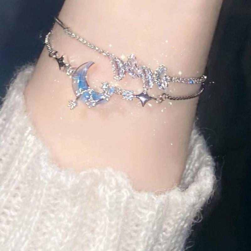 Shiny Blue Crystal Star Bracelet & Bangle for Women 2026 New Designer Luxury Zircon Adjustable Butterfly Bracelets Jewelry Gift