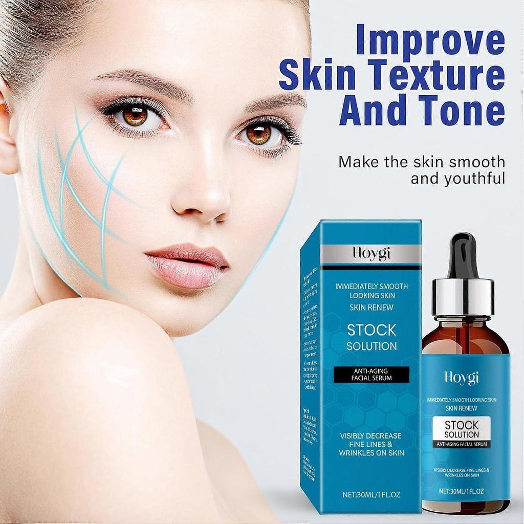 Stock Solution Facial Serum, Plump Skin Anti Aging Serum, Instant Face Tightening Serum for Women, Facial Anti-aging Essence Hydrates, Reduce Fine Lin